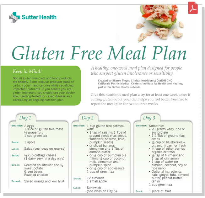 Gluten Free Diet Plan For Weight Loss Pdf Day 2 Monday 