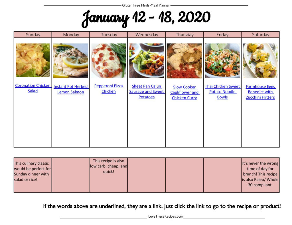 Gluten Free Meal Plan Updated Weekly Love These Recipes