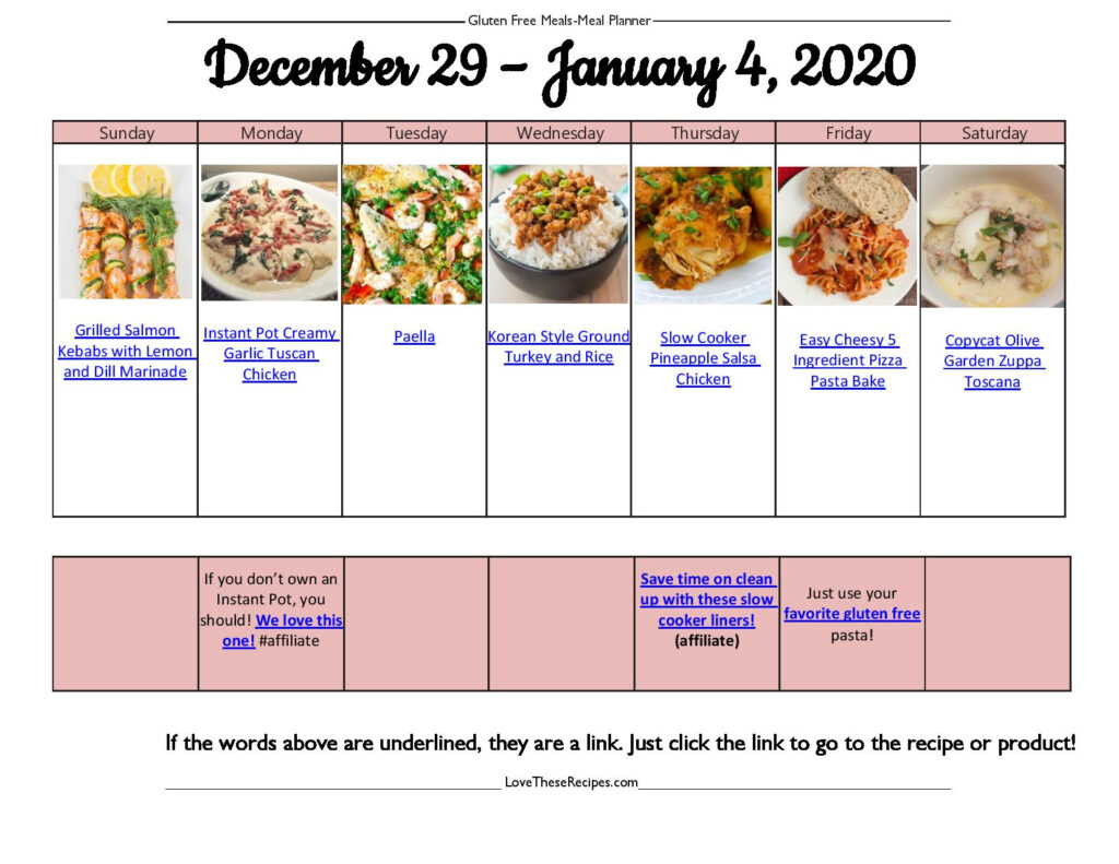 Gluten Free Meal Plan Updated Weekly Love These Recipes