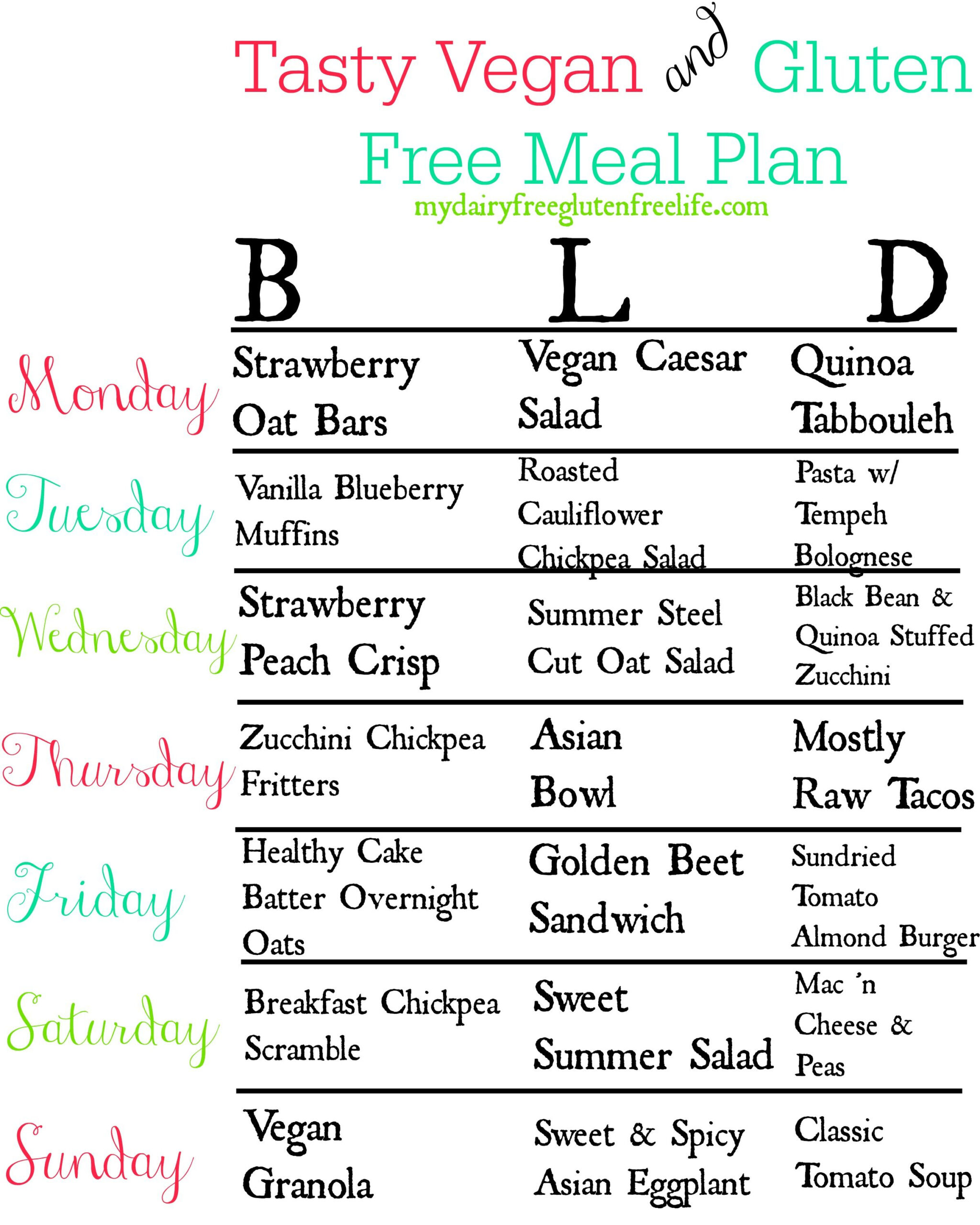 Image Result For Vegan Meal Plans Vegan Meal Plans Gluten Free Meal 