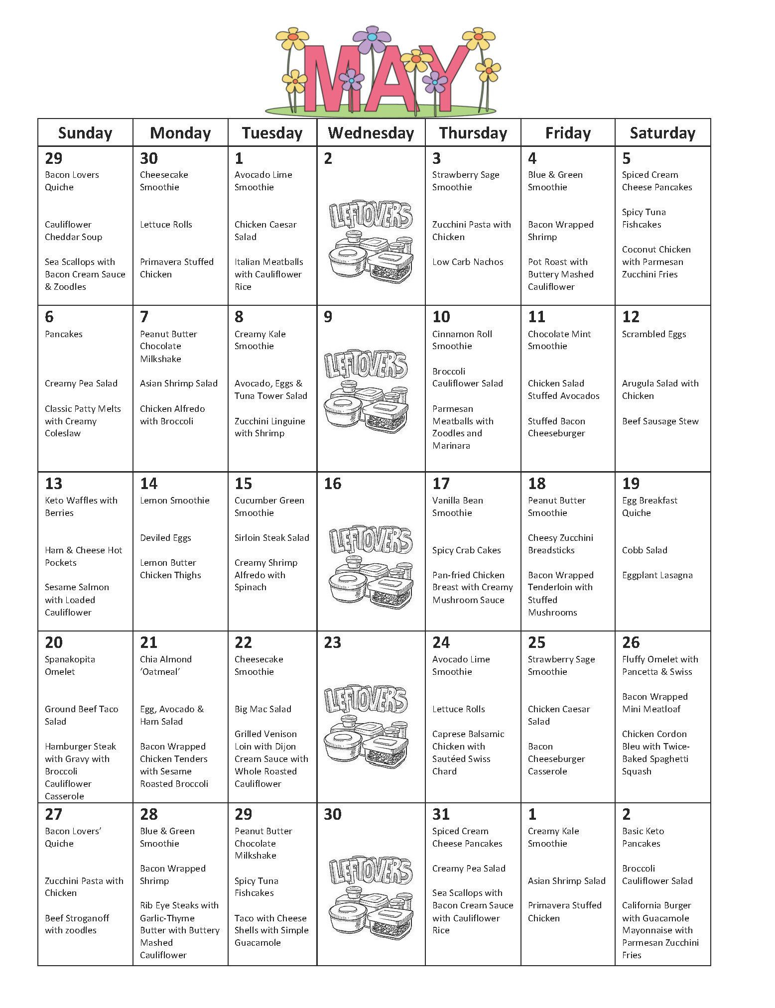 Low Carb April Monthly Meal Plan With Grocery List Etsy Monthly 