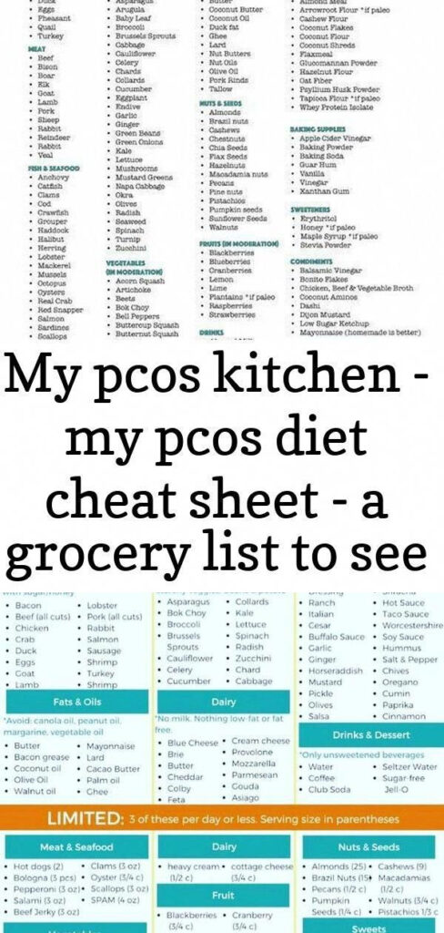 My PCOS Kitchen My PCOS Diet Cheat Sheet A Grocery List To See What 