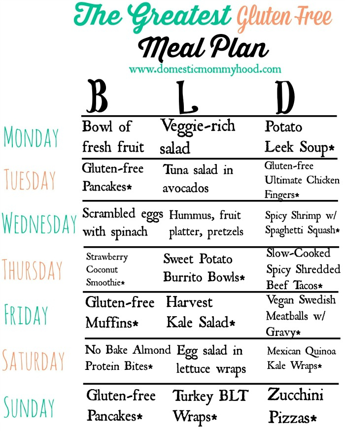 The Greatest Gluten Free Meal Plan Domestic Mommyhood