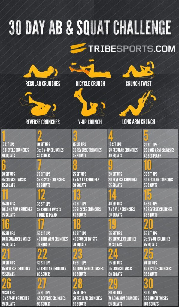 30 Day AB Squat Challenge Squat And Ab Challenge Squat Challenge 