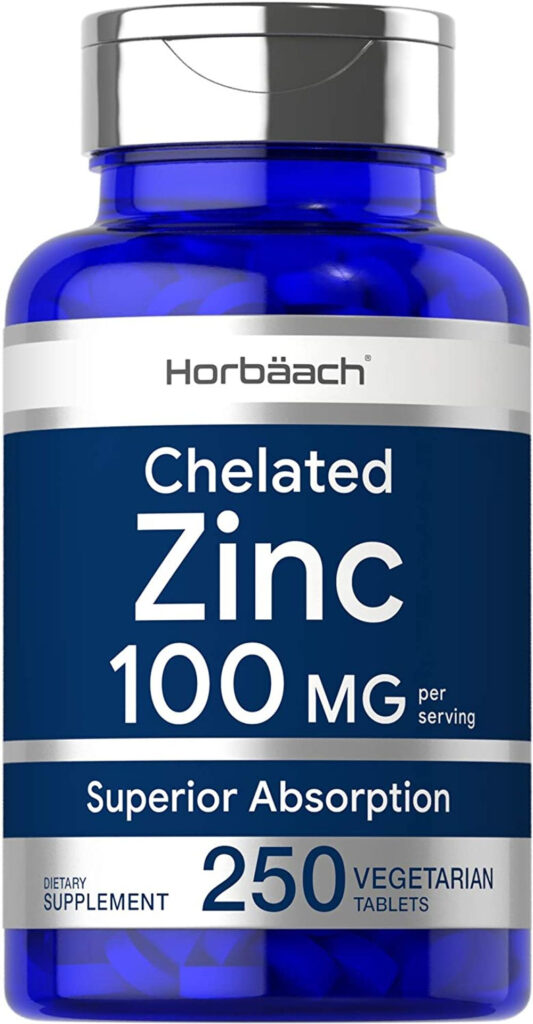 Chelated Zinc Supplement 100mg 250 Tablets High Potency Superior 