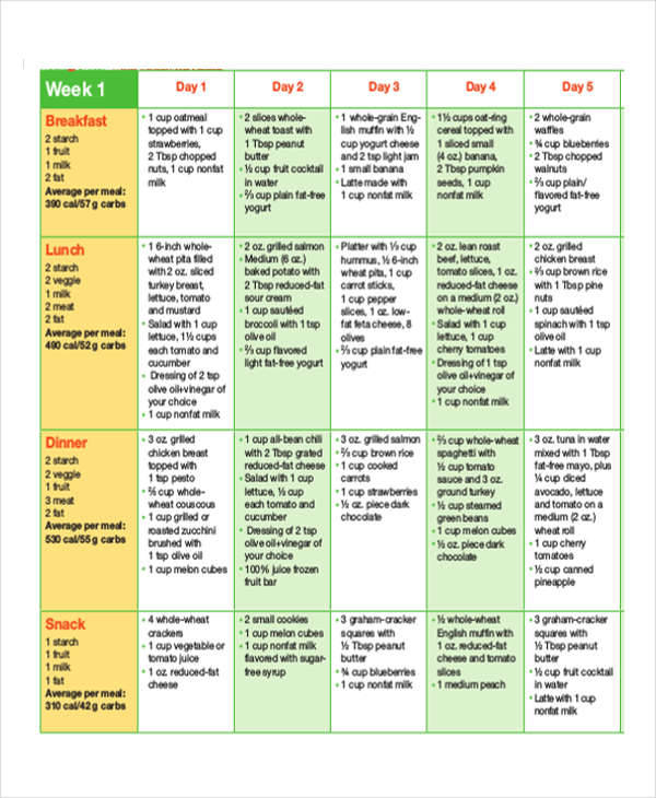 FREE 6 Meal Calendar Templates In PDF