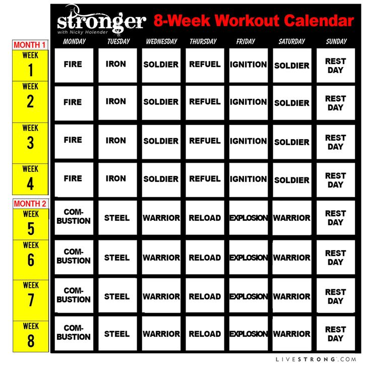 Sports And Fitness LIVESTRONG COM Workout Calendar Workout Videos 