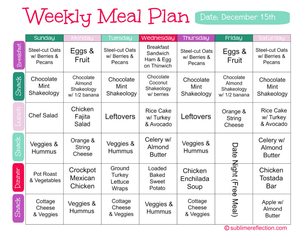 Clean Eating Meal Plan 2 Sublime Reflection