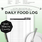 Daily Food Log Printable Planner Insert Diet Keto Macro Count Food