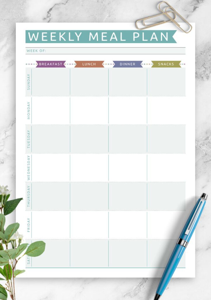 Download Printable Weekly Meal Plan Casual Style PDF Weekly Meal 