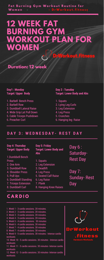 Fat Loss Gym Workout Plan For Women 12 Week Exercise Program 