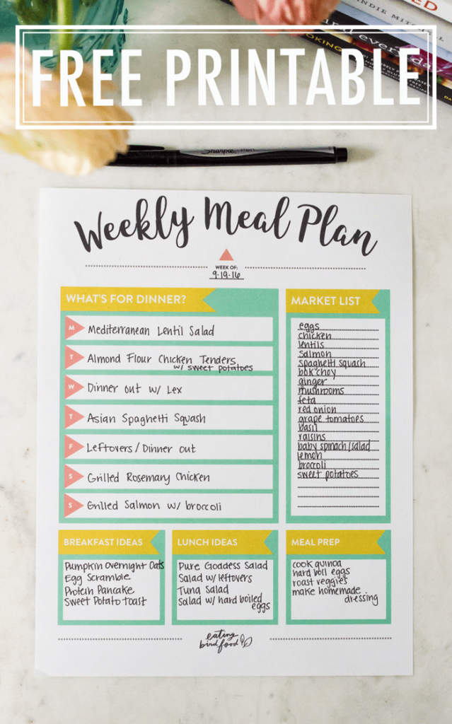 Meal Planning Tips FREE Meal Planning Printable Eating Bird Food