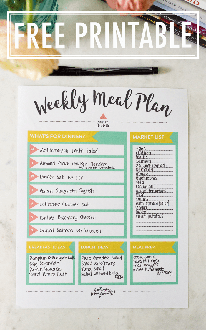 Meal Planning Tips FREE Meal Planning Printable Eating Bird Food