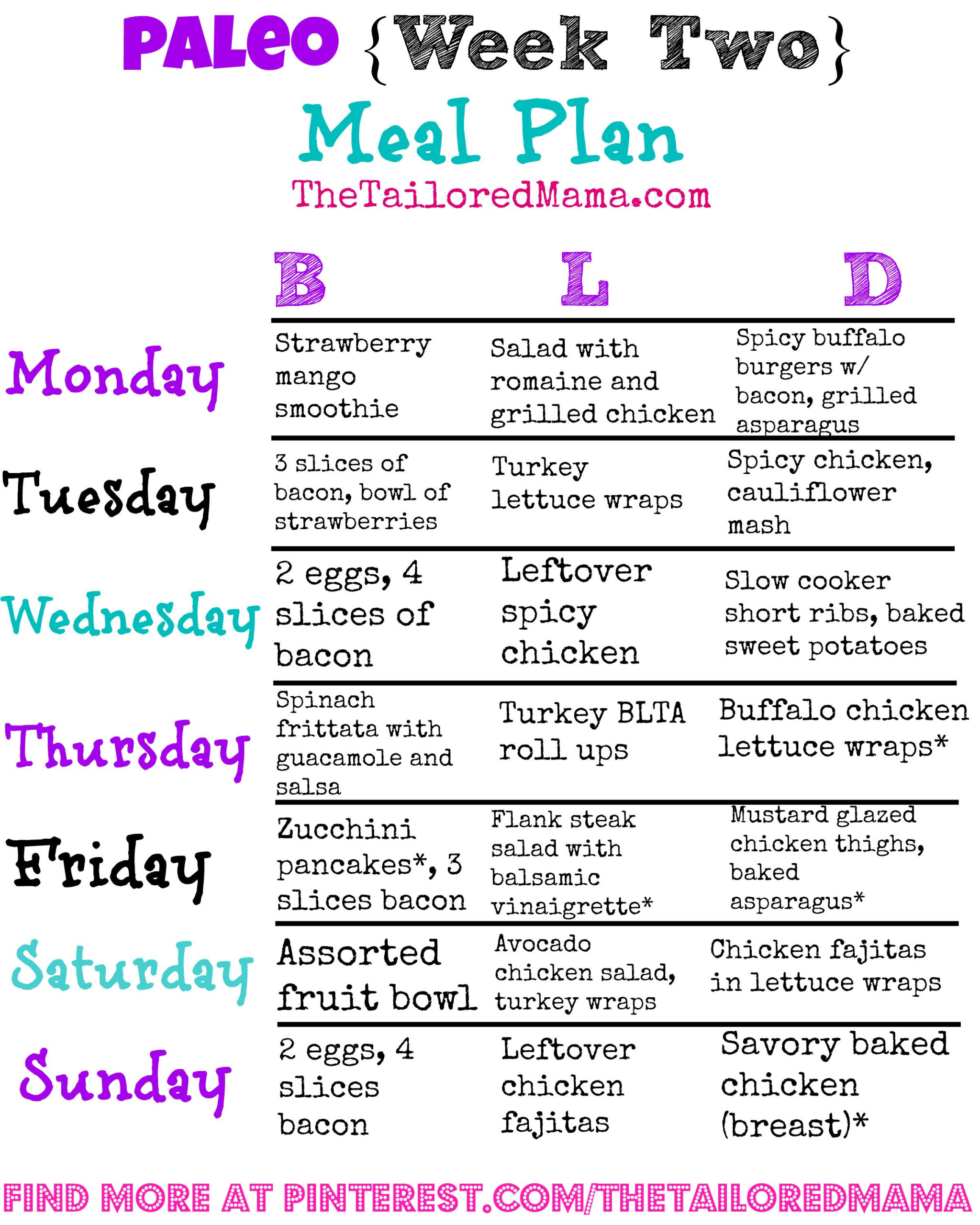 Thetailoredmama Paleo Meal Plan Health Meal Plan Paleo Plan